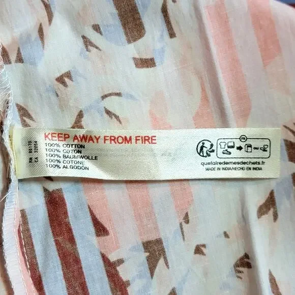 Anthropologie Stripe Floral Button Front A-Line Midi Skirt Cotton Red Blue S - Picture 11 of 15